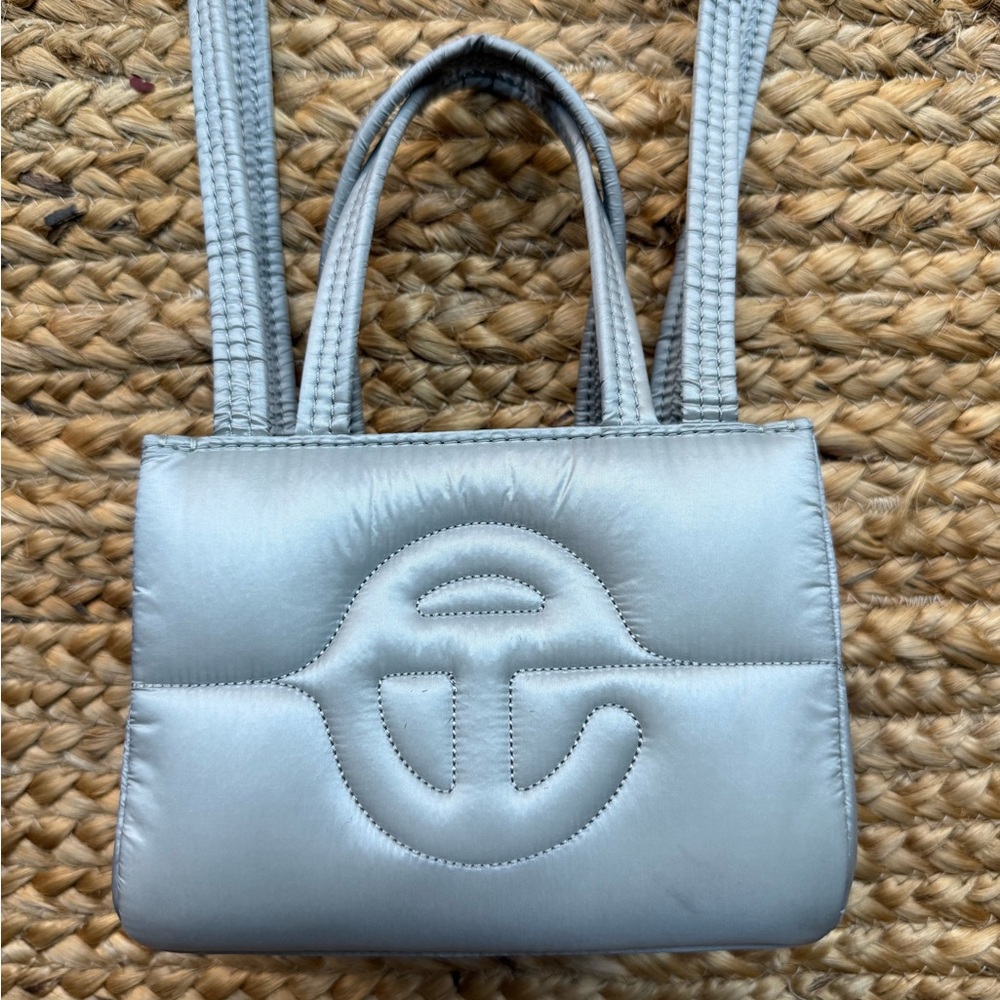 Telfar Mini gray puffer shopping bag